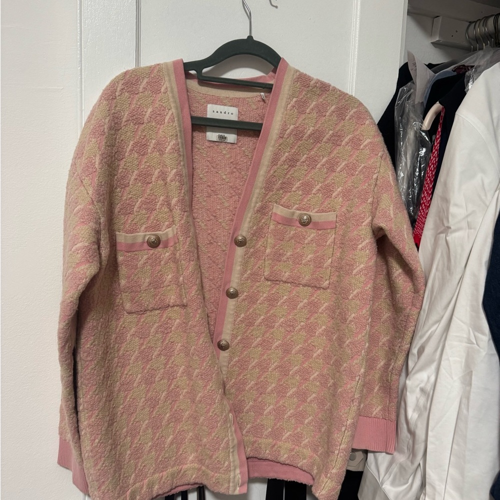 Pink and Cream Cardigan with Button Accents